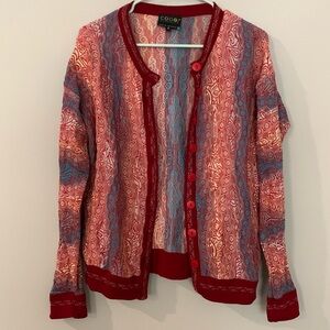 Vintage Coogi Cardigan Red Blue Size S